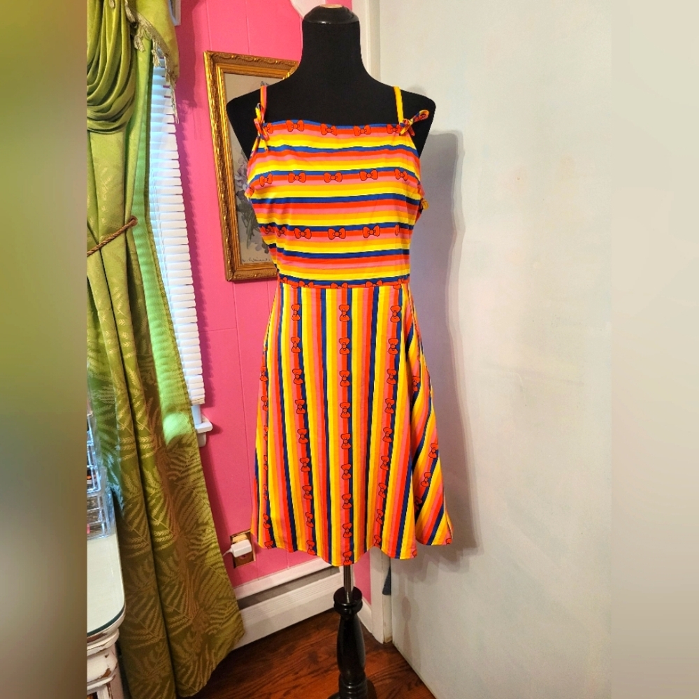 Modcloth Orange Black Spaghetti Strap Sundress